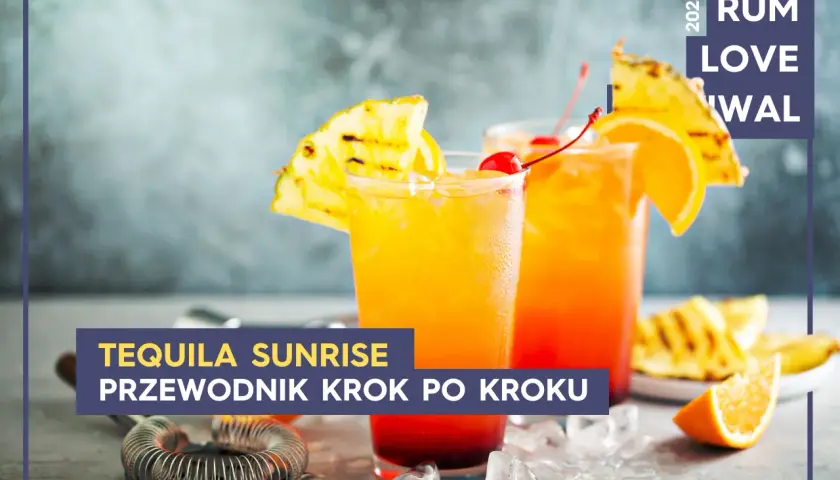 Tequila Sunrise przepis: dwa drinki z pomarańczą i wiśnią, ozdobione ananasem. Idealne na lato!